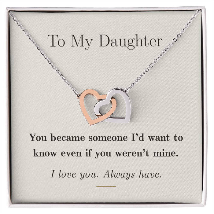 To My Daughter — Interlocking Hearts Necklace with Message Card