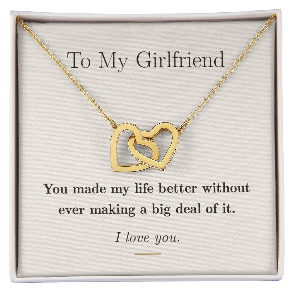 To My Girlfriend — Interlocking Hearts Necklace with Message Card
