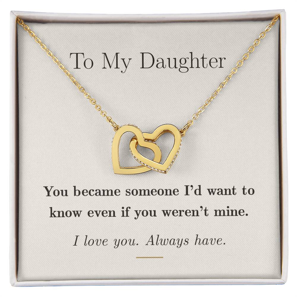 To My Daughter — Interlocking Hearts Necklace with Message Card