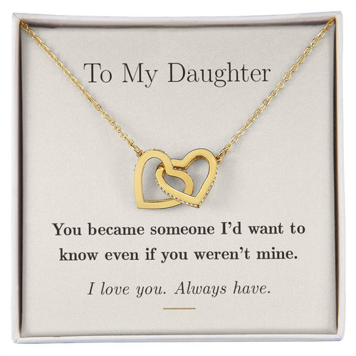 To My Daughter — Interlocking Hearts Necklace with Message Card