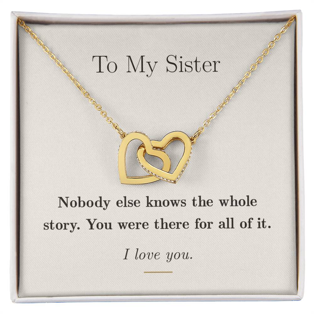 To My Sister — Interlocking Hearts Necklace with Message Card