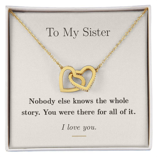 To My Sister — Interlocking Hearts Necklace with Message Card