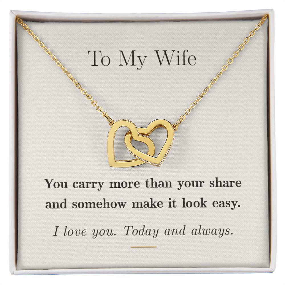 To My Wife — Interlocking Hearts Necklace with Message Card
