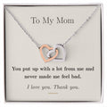 To My Mom — Interlocking Hearts Necklace with Message Card