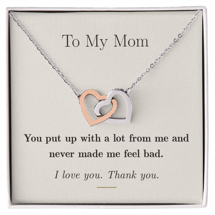 To My Mom — Interlocking Hearts Necklace with Message Card