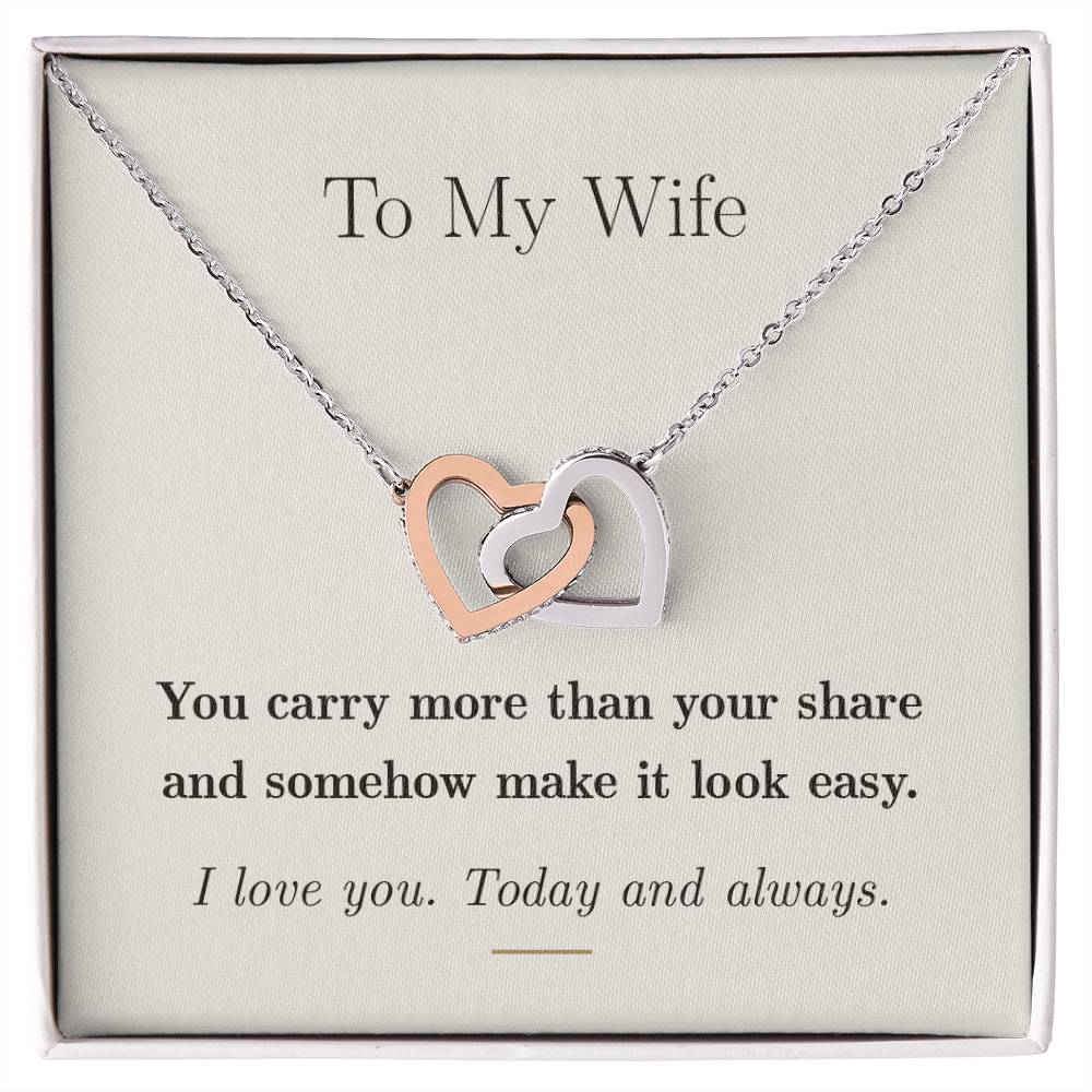 To My Wife — Interlocking Hearts Necklace with Message Card