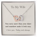 To My Wife — Interlocking Hearts Necklace with Message Card
