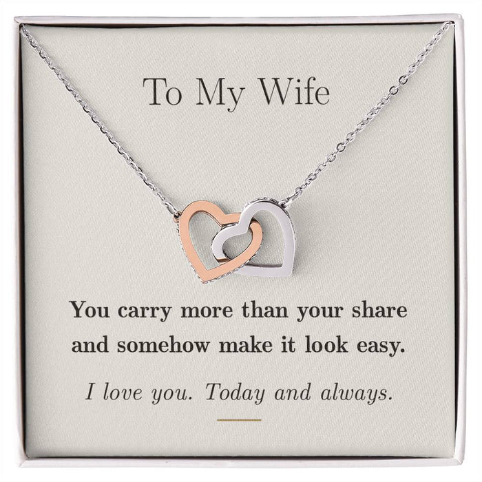 To My Wife — Interlocking Hearts Necklace with Message Card