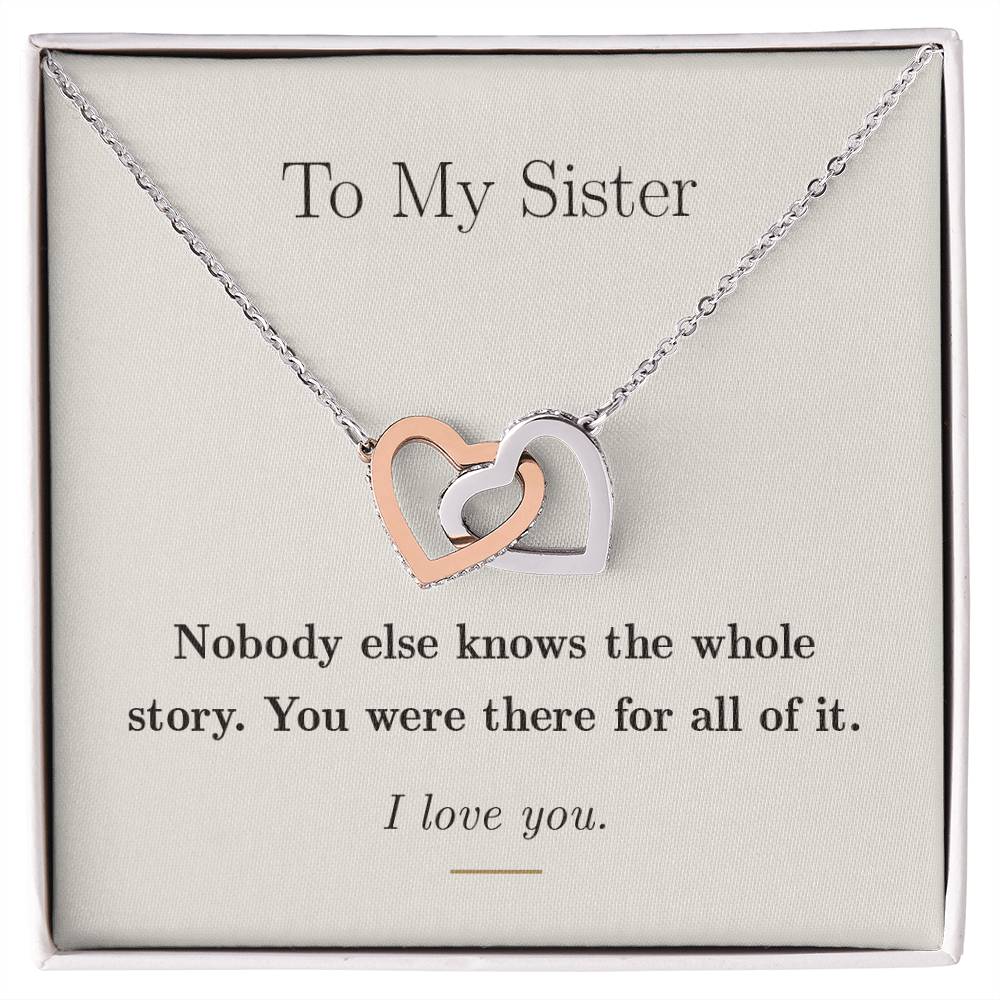 To My Sister — Interlocking Hearts Necklace with Message Card