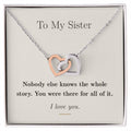 To My Sister — Interlocking Hearts Necklace with Message Card