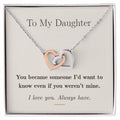 To My Daughter — Interlocking Hearts Necklace with Message Card