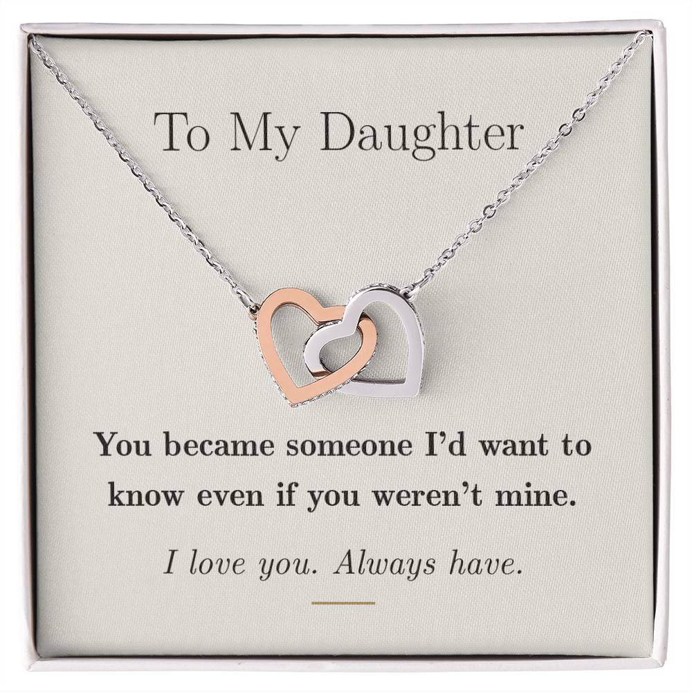 To My Daughter — Interlocking Hearts Necklace with Message Card