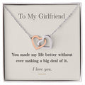 To My Girlfriend — Interlocking Hearts Necklace with Message Card