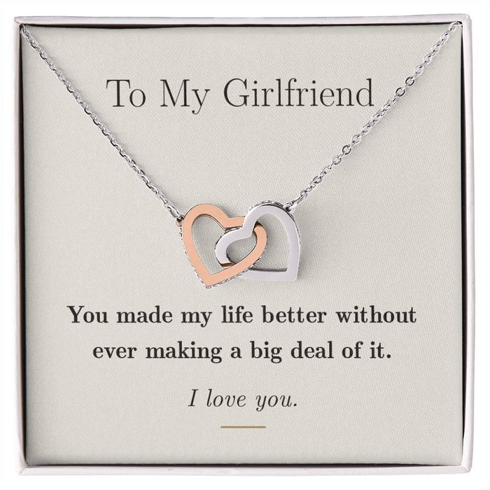 To My Girlfriend — Interlocking Hearts Necklace with Message Card