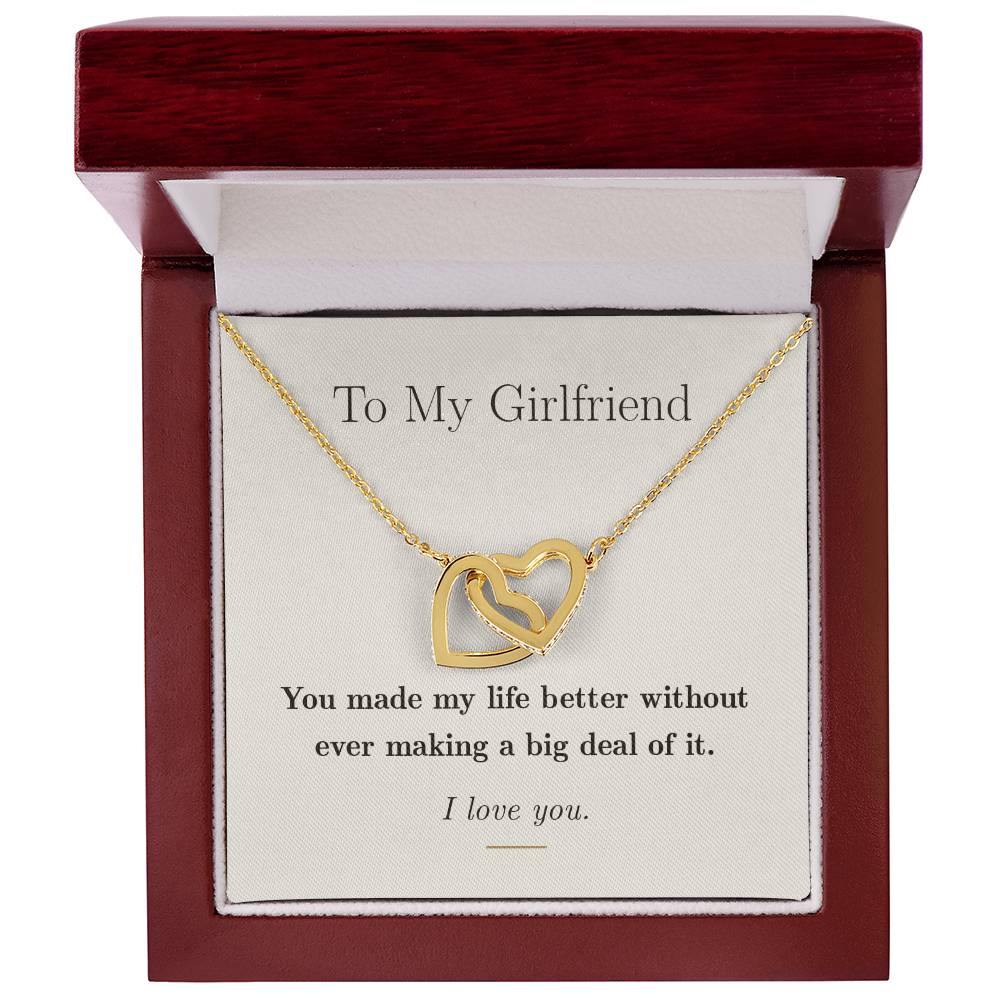 To My Girlfriend — Interlocking Hearts Necklace with Message Card
