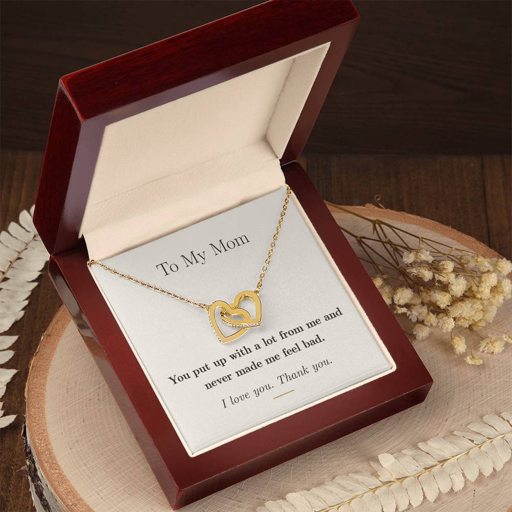 To My Mom — Interlocking Hearts Necklace with Message Card