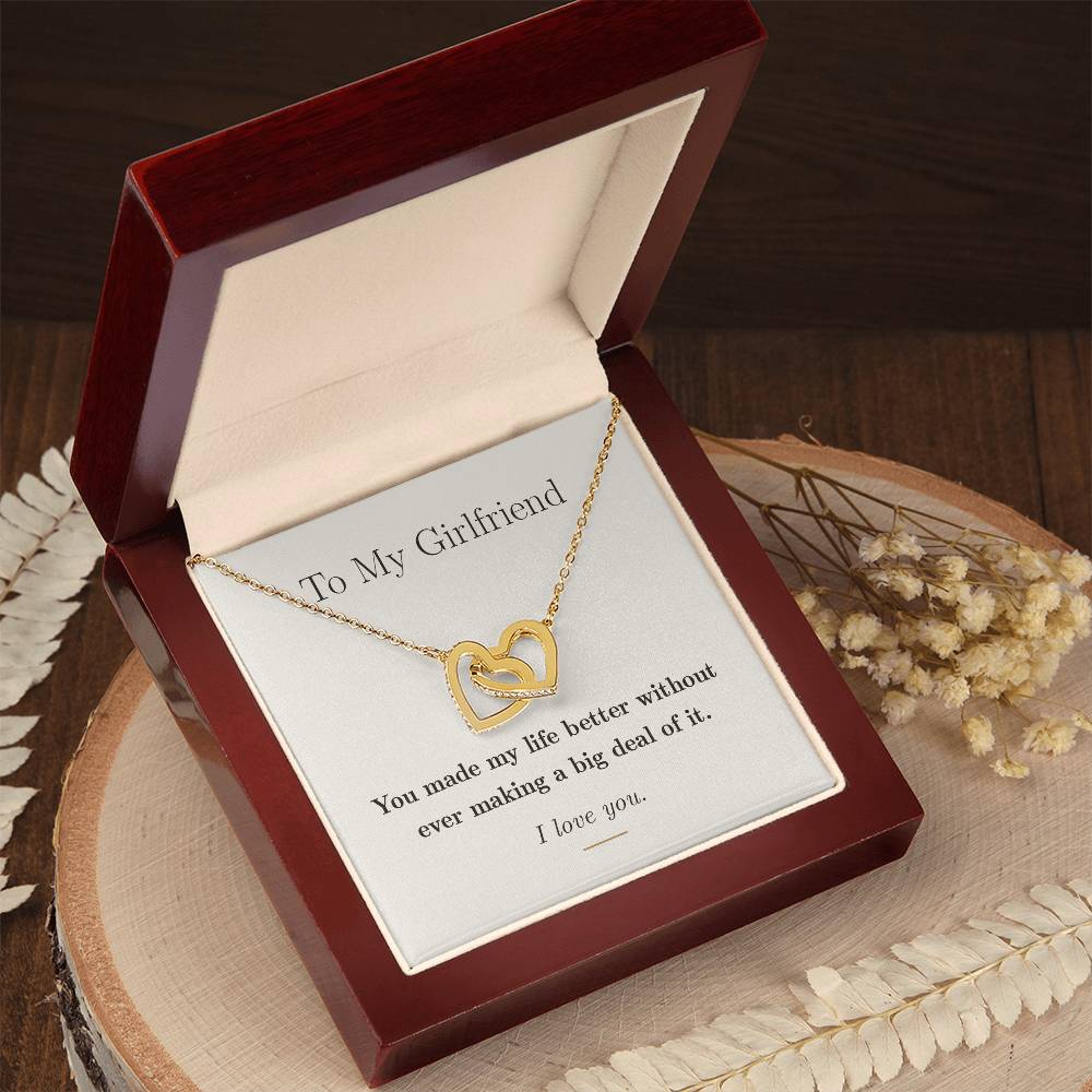 To My Girlfriend — Interlocking Hearts Necklace with Message Card