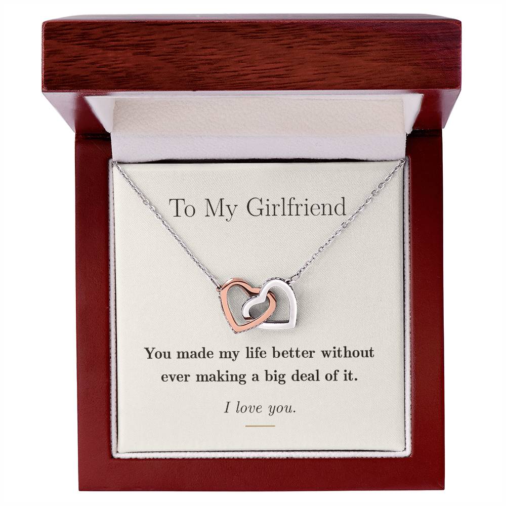 To My Girlfriend — Interlocking Hearts Necklace with Message Card